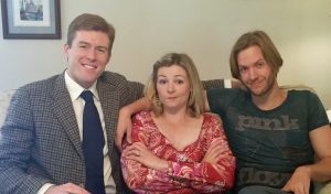 (L to R) Jonathan Cable, Kelsey Landon, and Brett Dameron in Lewis Black’s new comedy One Slight Hitch at Totem Pole Playhouse.